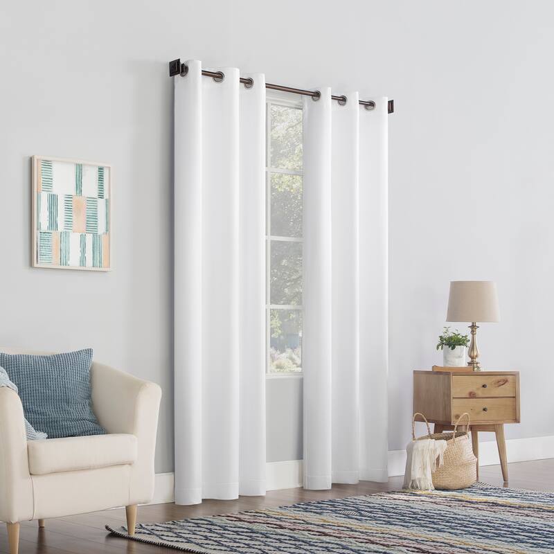 No. 918 Lindstrom Textured Draft Shield Fleece Insulated Room Darkening Grommet Curtain Panel, Single Panel