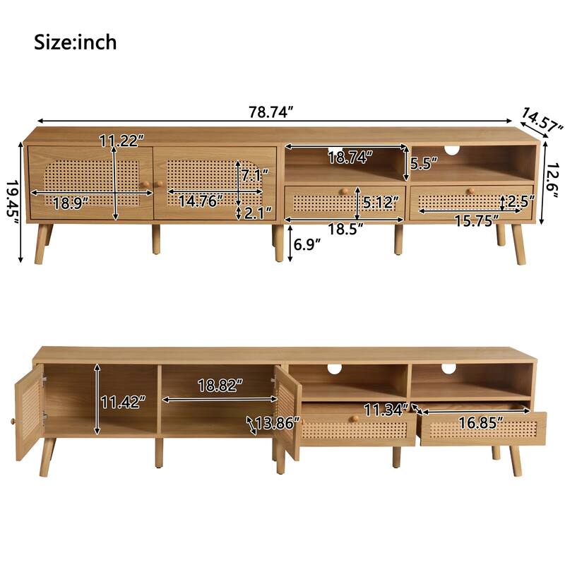 Boho TV Stand for TVs up to 80'' , Modern Farmhouse Media Console