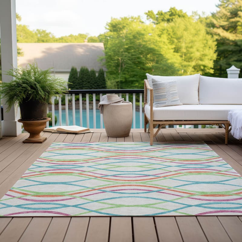Machine Washable Indoor/ Outdoor Chantille Contemporary Deco Rug