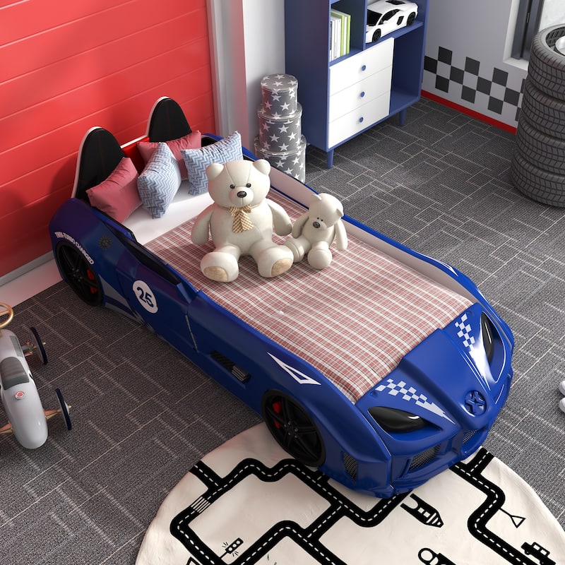 La Vetta Modern Twin Kid Platform Car Bed with LED Lights and Handheld Remote by Furniture of America