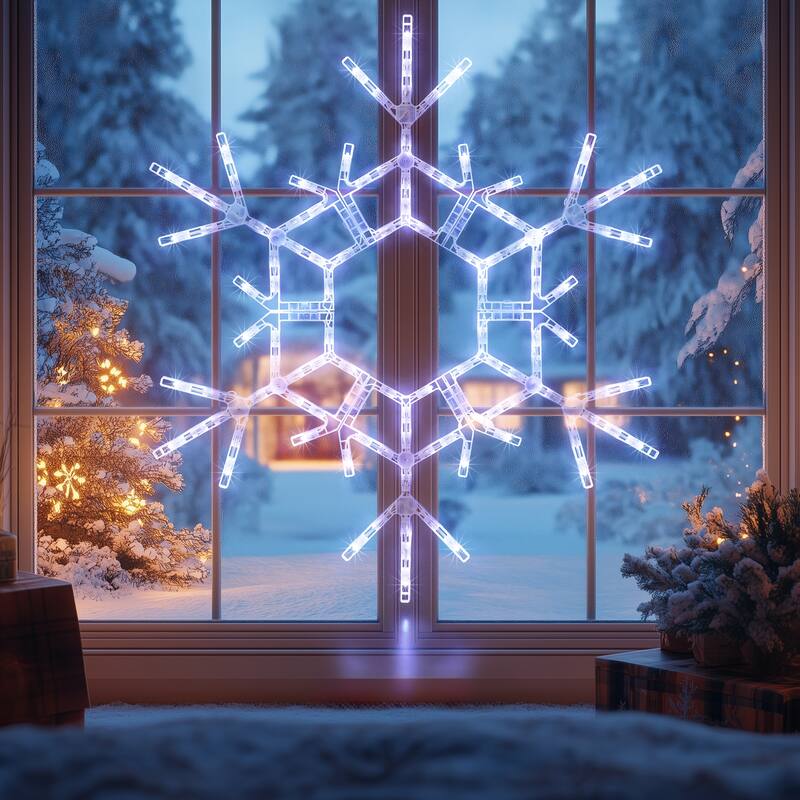 LED Lighted Large Foldable Snowflake Outdoor Christmas Decoration - 36" - Pure White