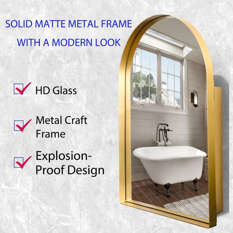 Wall Mount Metal Framed Medicine Cabinet with Storage
