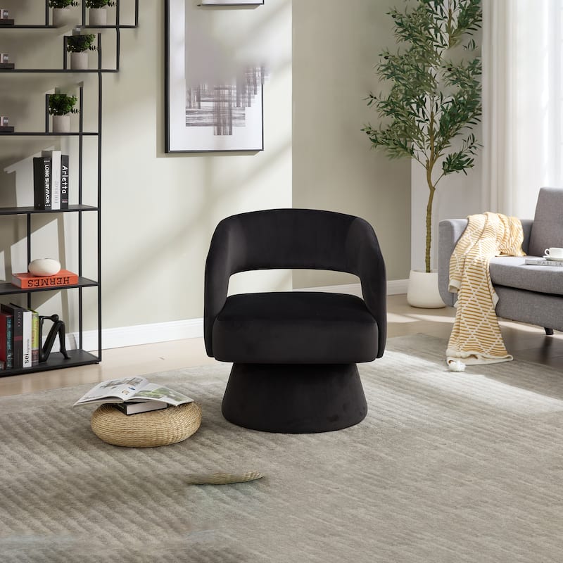 Velvet Accent Armchair 360 Degree Swivel Club Chair for Living Room