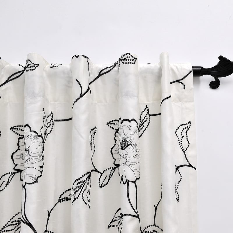 Serenta Embroidery Magnolia Curtain Panel - 54" x 96"