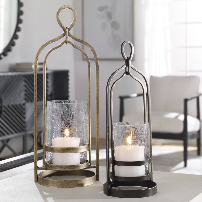 Uttermost 18041 Shepherd Glass and Iron Table Pillar Candle Holder