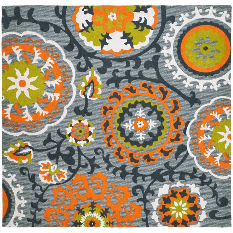 SAFAVIEH Handmade Cedar Brook Theodocia Modern Cotton Rug - 5' Square - Blue/Orange - Square