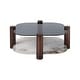 preview thumbnail 1 of 6, 35 in Modern Coffee Table Stone and Tempered Glass Tabletop with Steel Legs Brown