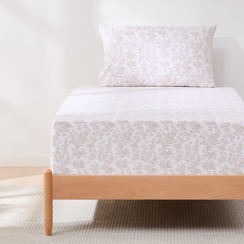 Lush Decor Peony Toile Peach Cotton Sheet Set