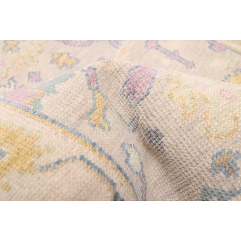 ECARPETGALLERY Hand-knotted Modern Oushak Light Grey Wool Rug - 2'7 x 8'0