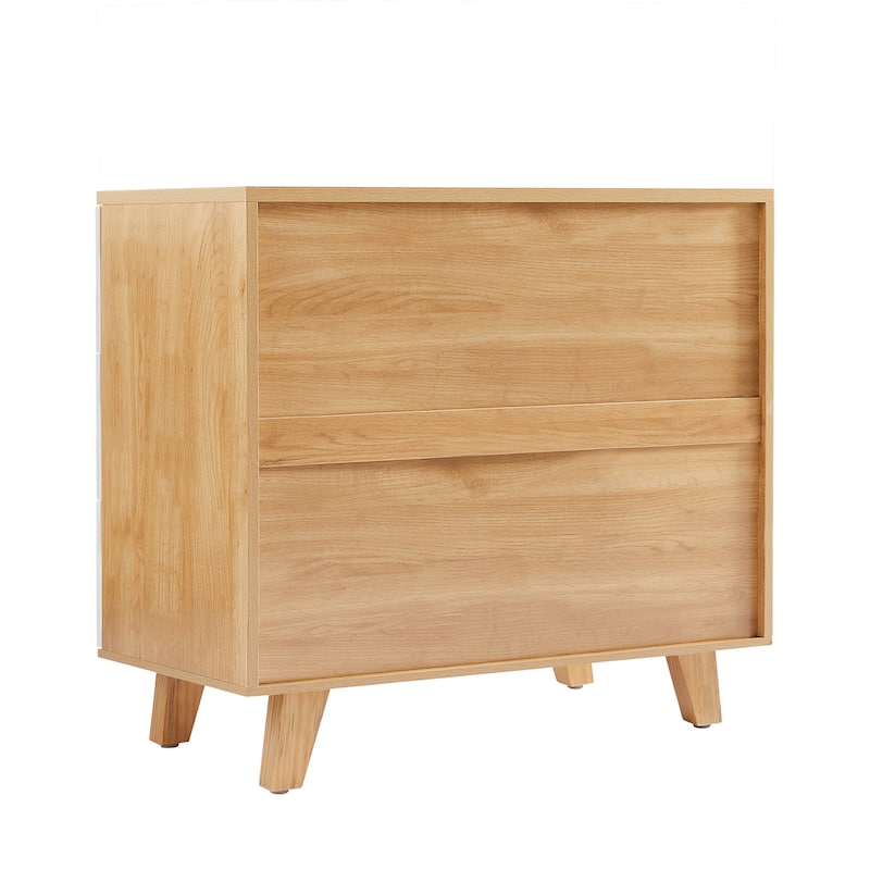 Classic White Oak Solid Wood 6-drawers Entryway Storage Cabinet