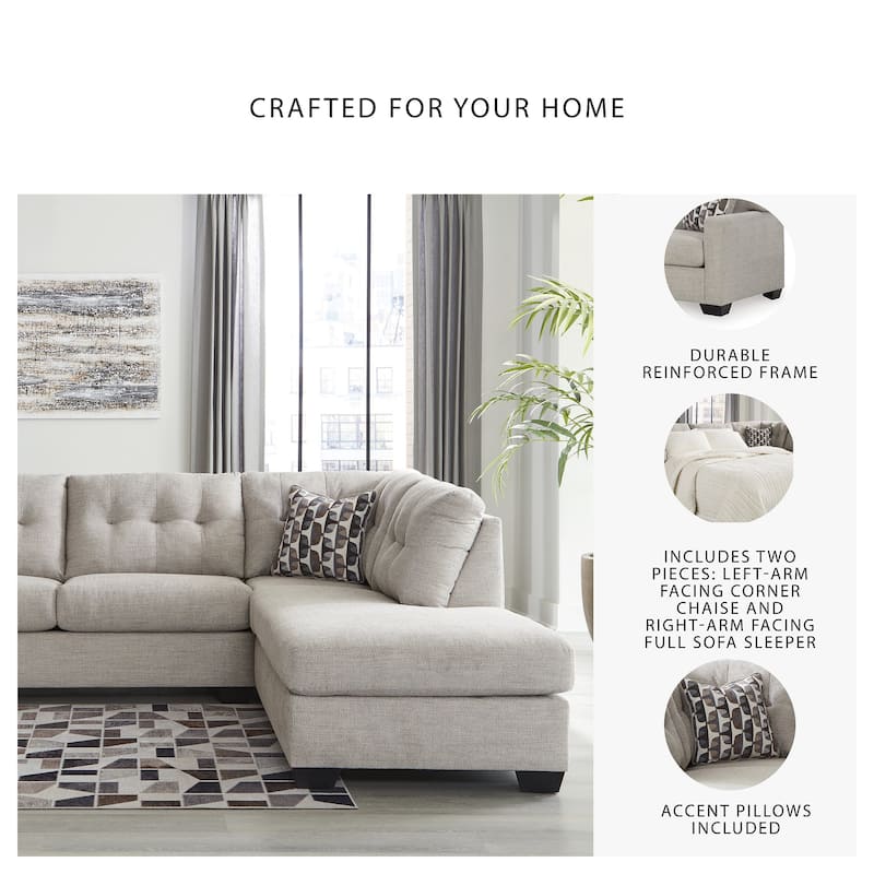 Signature Design by Ashley Mahoney 2-Piece Sleeper Sectional with Chaise - 105"W x 90"D x 37"H