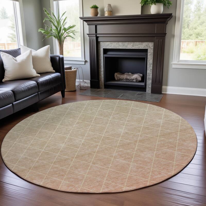 Premium Washable Super Soft Ombre Diamonds Mayfield Rug - Salmon - 8' x 8'