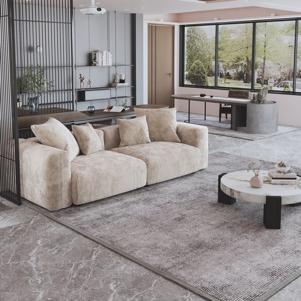 Corduroy Upholstered Deep Seat Comfy Sofa&Couches with Solid Wood Legs for Living Room