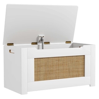 Costway 31.5" Toy Chest for Kids Rattan Toy Storage Box with Flip Top - See Details