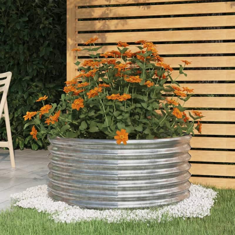 vidaXL Garden Planter Powder-coated Steel Raised Garden Bed Multi Colors/Sizes - 31.5" x 14.2" - Silver