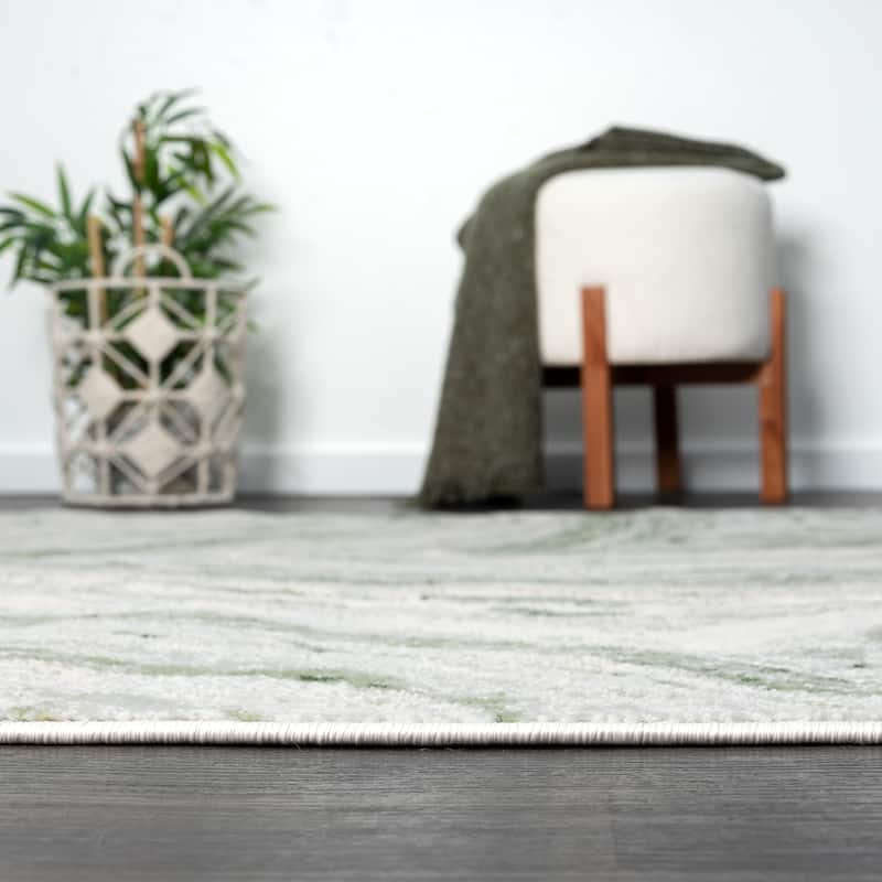 Abani Atlas Collection ATL180A Abstract Grey Green Area Rug