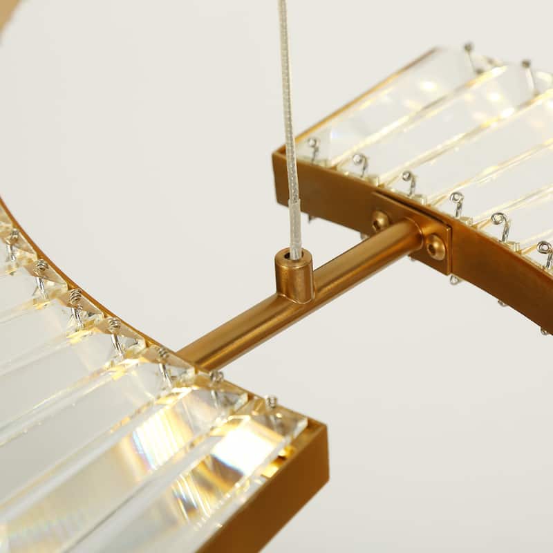 Modern Glam 1-Light LED Crystal Chandeliers Island Lights for Kitchen Island - W 40.4" x H 2" x D 16.1"