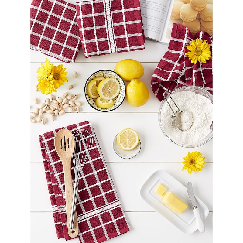 DII Solid Honey Gold Windowpane Terry Dishtowel 4 Piece