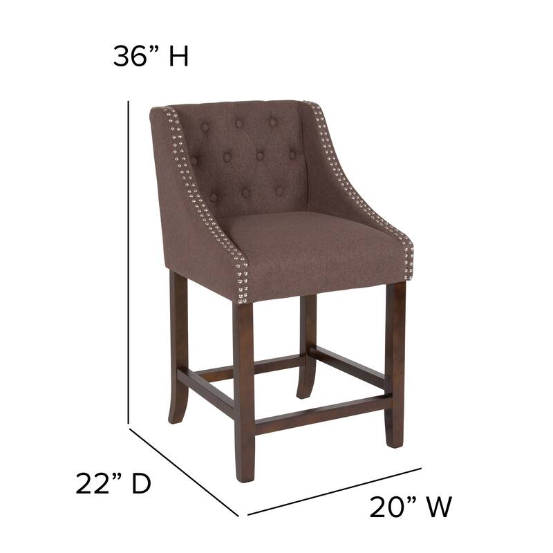 Transitional Tufted Upholstered/Walnut Finish Counter Stool (Set of 2)