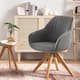 Modern Home Office Swivel Arm Accent Chair with Wood Legs - Grey