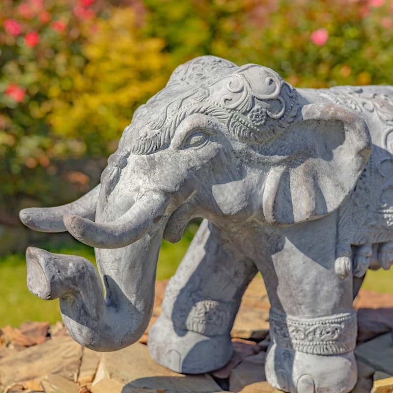 Boho Elephant Statue - 25.2"x10.6"x15.7"