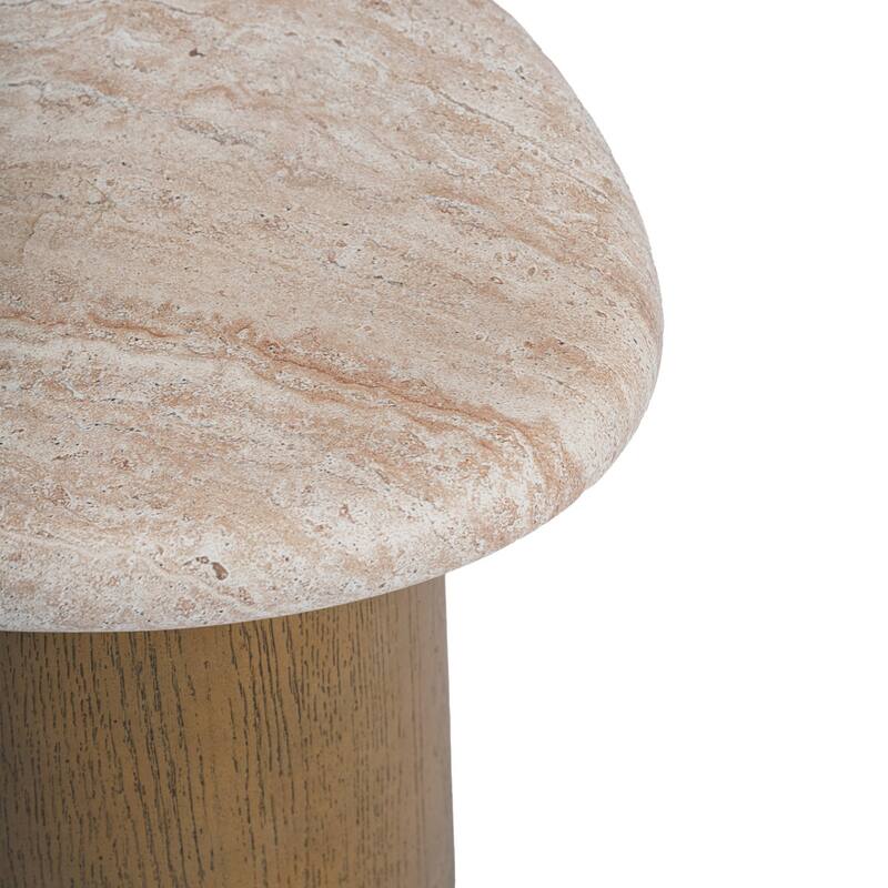 Studio London Nesting Table with Travertine Effect Concrete Top and Faux Wood