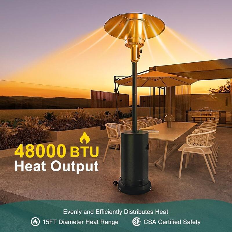 48,000 BTU Propane Patio Heater, with Table and Wheels