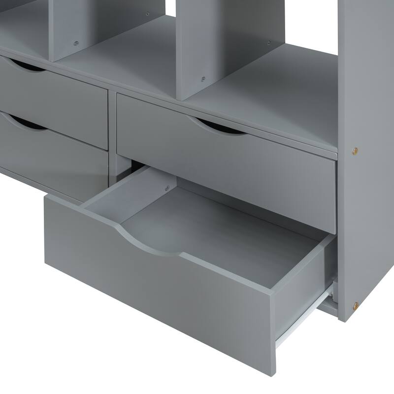 Loft Bed with large shelves, writing desk and LED Light