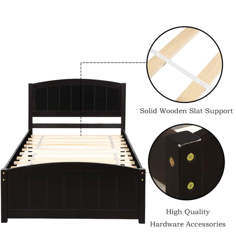 Wood Platform Bed with Headboard, Footboard