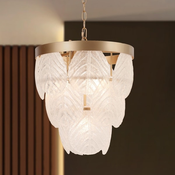 slide 2 of 9, Mid-Century Modern Gold 4-Light Empire Chandelier Glass Pendant Lights for Dining Room - 15" D x 18" H