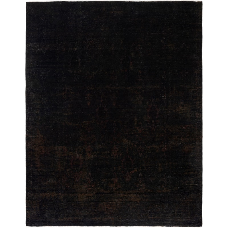 Overdyed One-of-a-Kind Hand-Knotted Area Rug - Black - 8' 1" x 10' 1"