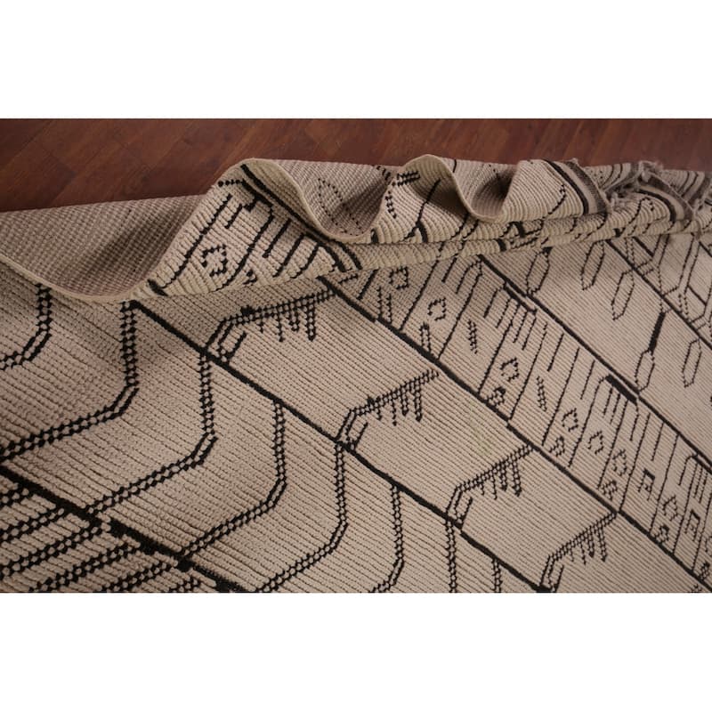 All-Over Ivory Moroccan Oriental Large Area Rug Handmade Wool Carpet - 9'10"x 14'4"