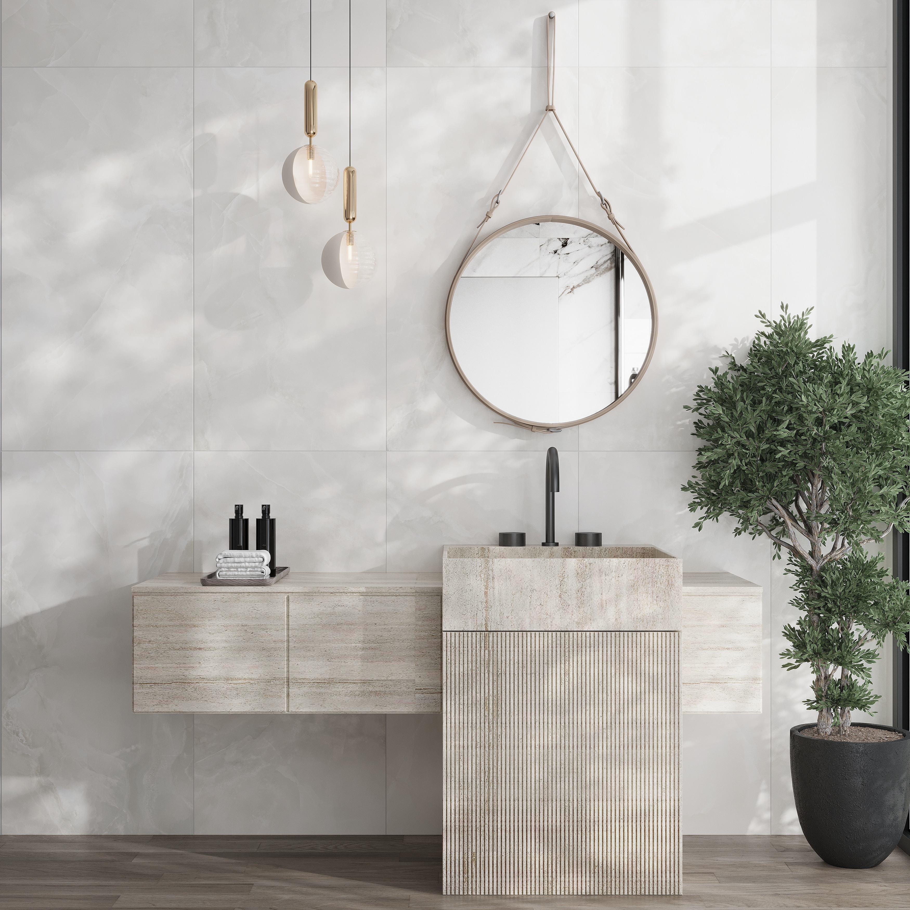 Splendor 24x48 in. Ivory Pearl White Honed Porcelain Crosscut Large Wall and Floor Tile (15.5 sq ft/case, 2-Pack)