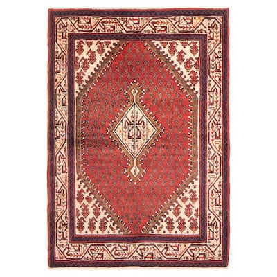ECARPETGALLERY Hand-knotted Andelz Red Wool Rug - 3'7 x 5'2