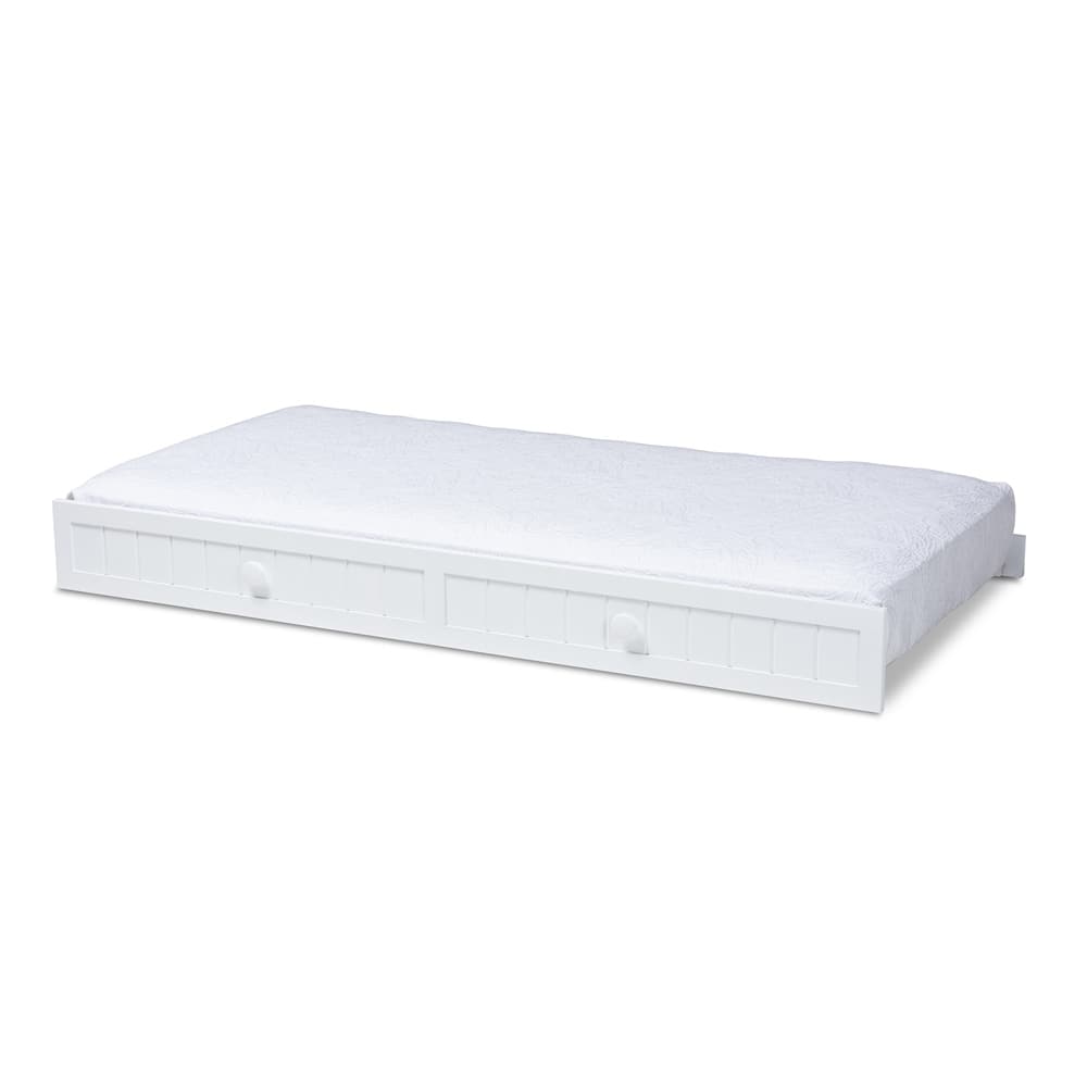 Neves Cottage Farmhouse White Finished Wood Twin Size Trundle