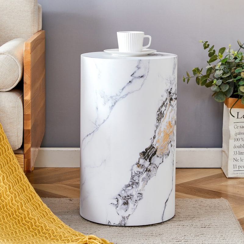 Modern Coffee Table Stylish Coffee Table Cylindrical Coffee Table with Pattern Design, for Living Room