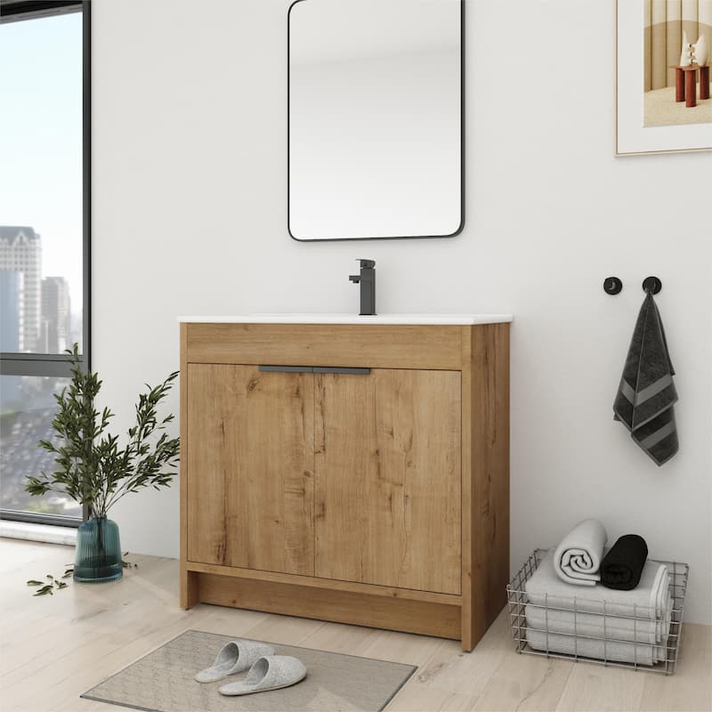 Bathroom Vanity With Sink In 24/30/36 Inch, Freestanding Bathroom Vanity With Soft Close Door and Adjustable Shelf