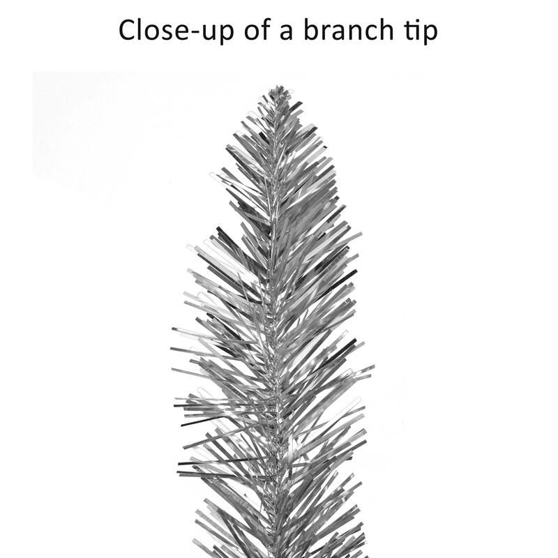 Puleo International 7 ft. Pre-Lit Silver Tinsel Artificial Tree