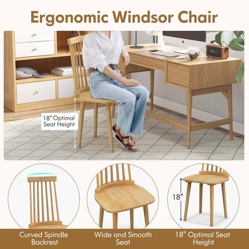 Costway Windsor Dining Chairs Set of 2/4 Dining Chairs with High - See Details