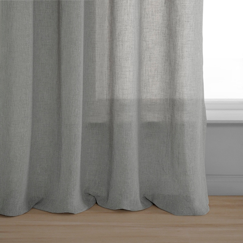 Exclusive Fabrics Grommet Solid Faux-linen Sheer Curtain (1 Panel)