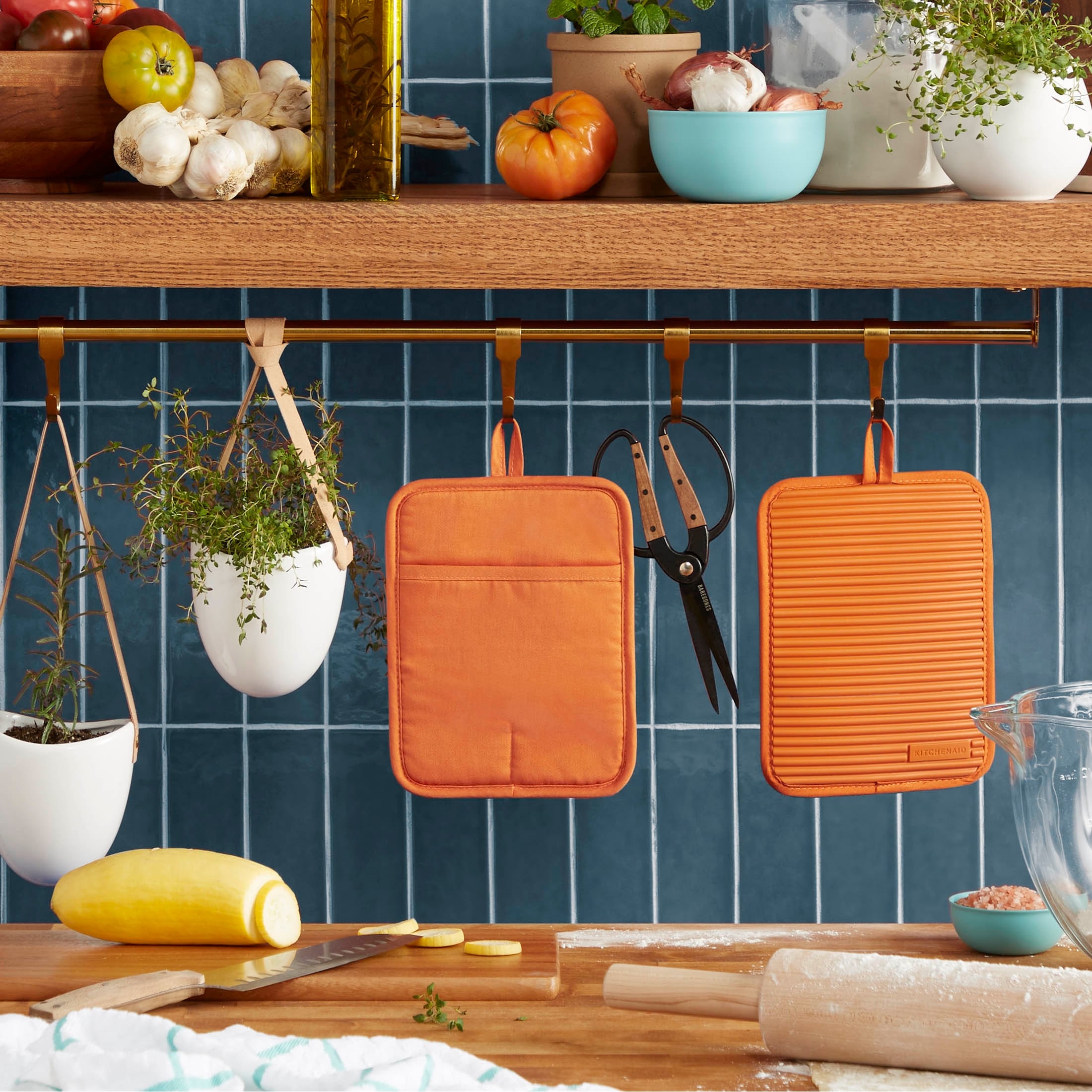 KitchenAid 7x9 Ribbed Silicone Pot Holder 2-Pack Set for Heat Protection-image