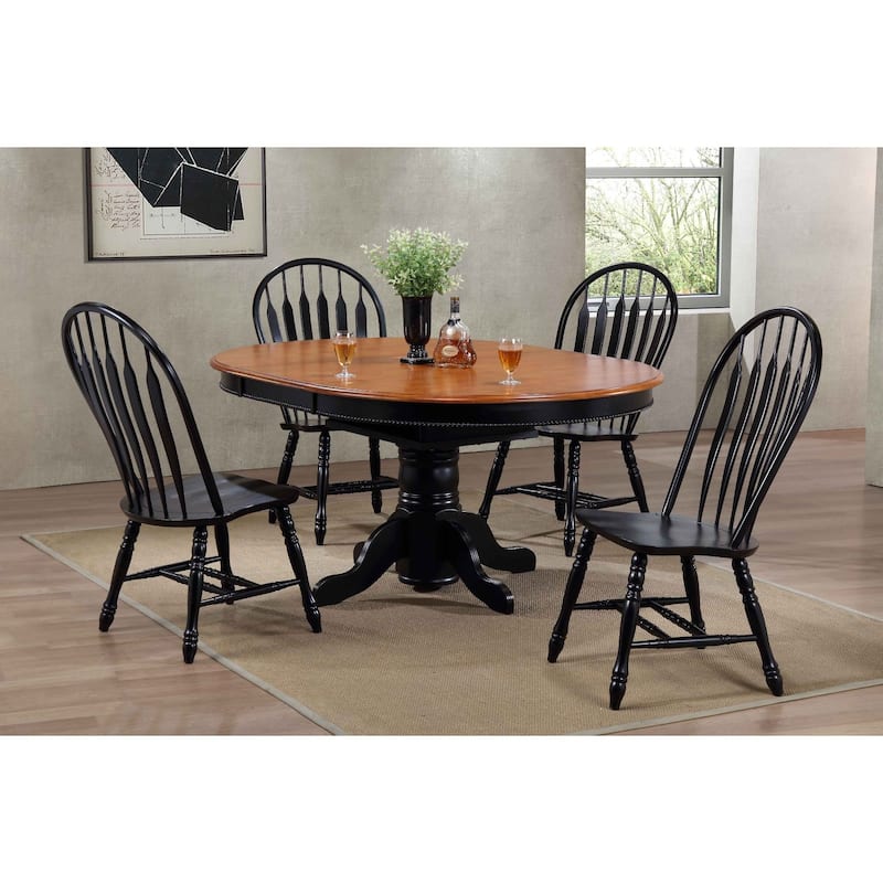 Set of 2 Black Antique Comfort Back Dining Chairs