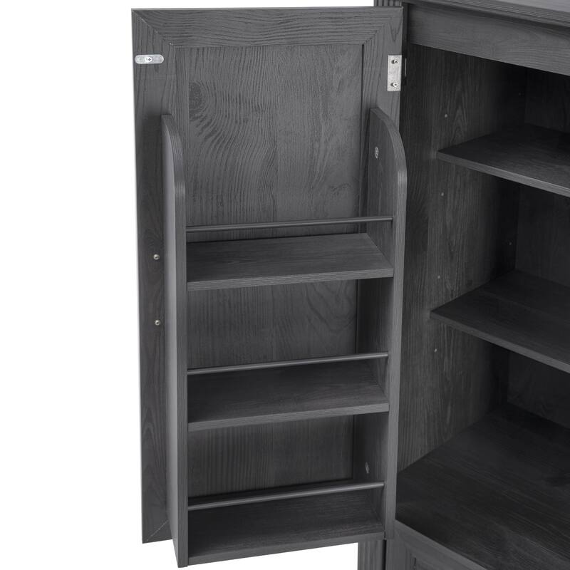 71"Tall Kitchen Pantry Cabinet with 3 Pull Out Cabinet Organizers,Embossed Texture Storage Cabinet with 6 Door Shelves,2 Drawers