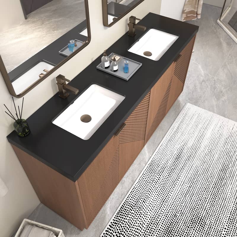 Milano 72" Freestanding Bathroom Vanity with Double Black Acrylic Sink