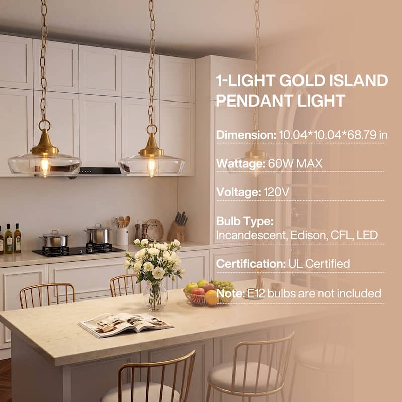 68.8-Inch Modern Glass Pendant Light with Adjustable Chain