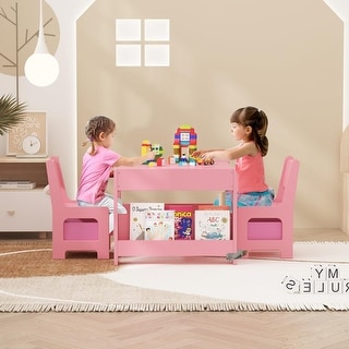 Kids Art Table and Chair Set, 3 in 1 Activity Table with 2 Chairs