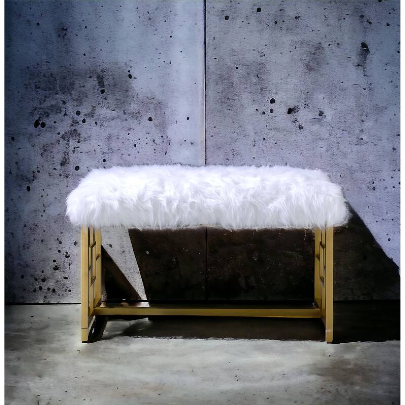 Modern & Contemporary Bench with Cushuion - Gold,White