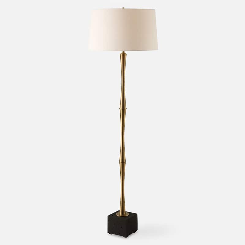 Floor Lamp with Tapered Shade - 66" - Antique Brass Finish