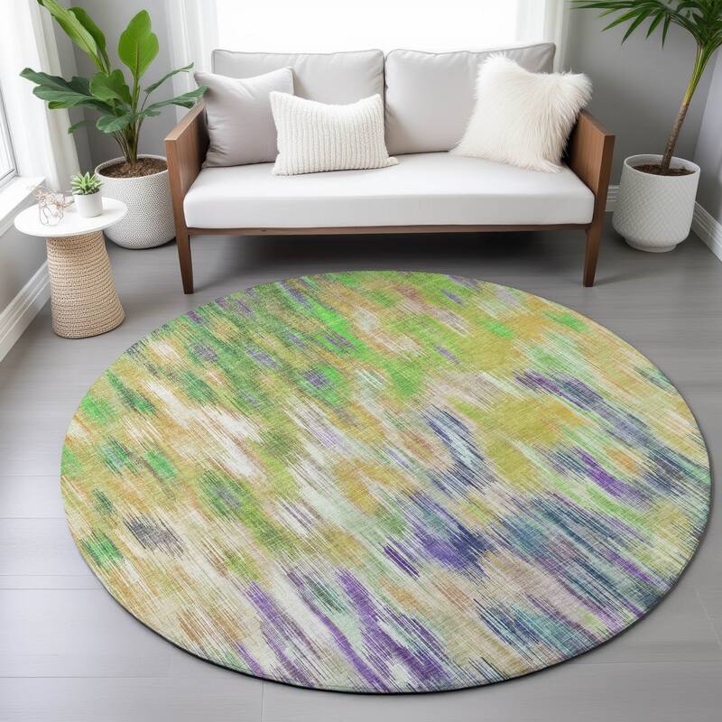 Machine Washable Indoor/Outdoor Modern Watercolor Chantille Rug