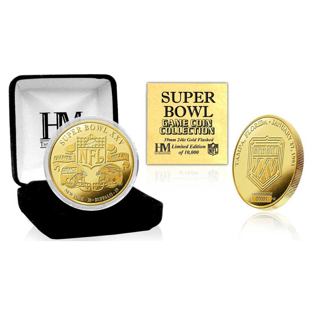 Giants vs Bills Super Bowl XXV Commemorative Gold Flip Coin